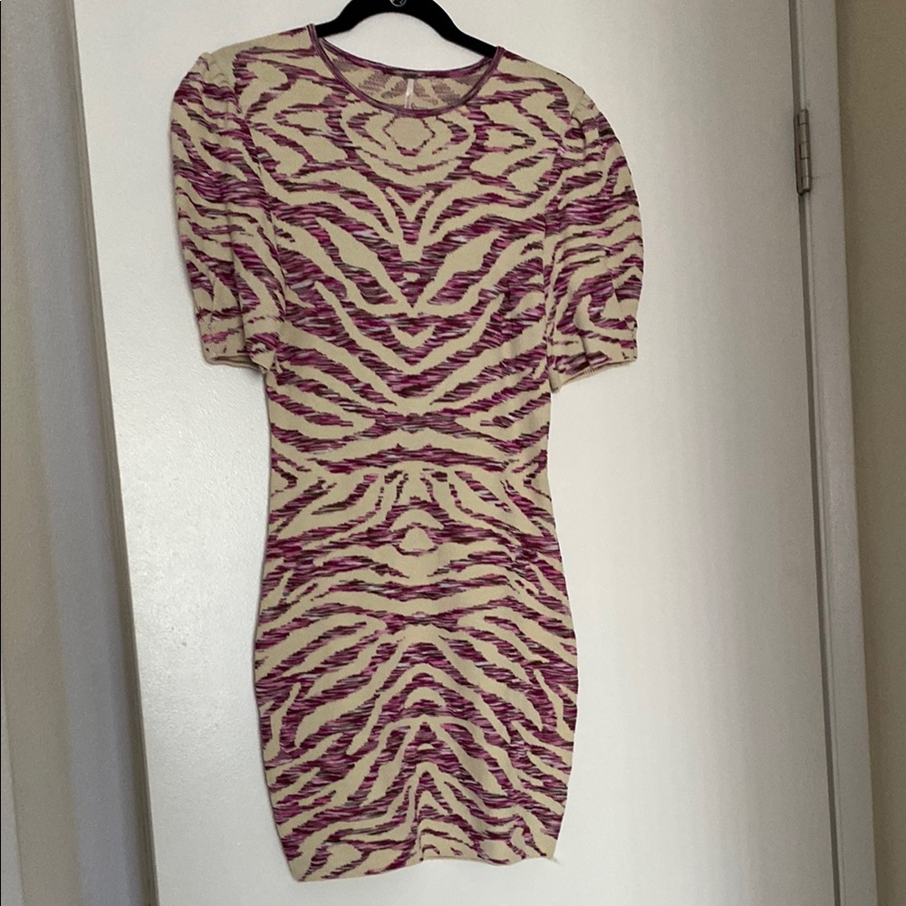 Free People Red and Cream Bodycon Mini Dress